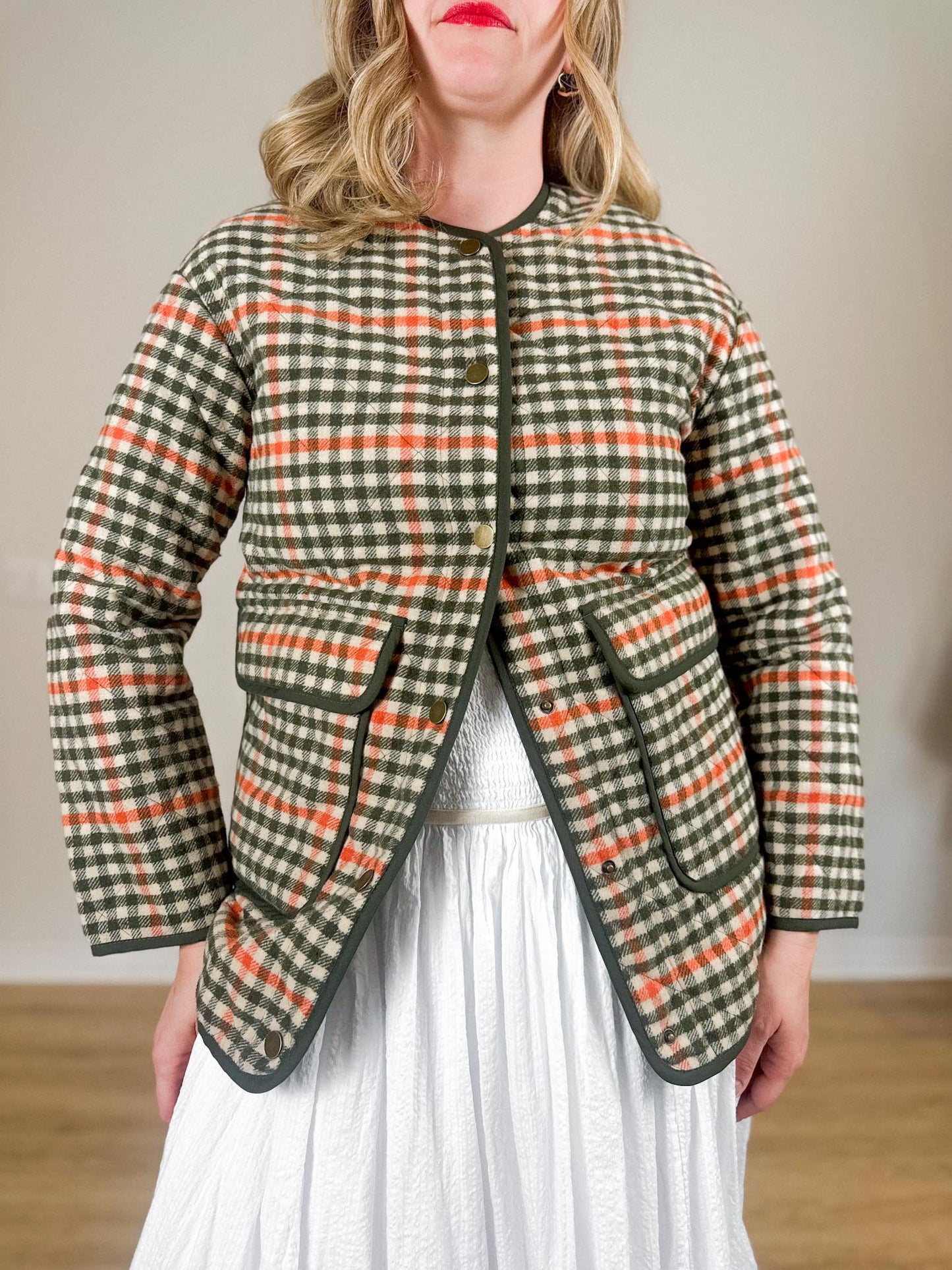 Rachel Zoe Checkered Chore Coat in Green/Red Check NWT (Size XS-M)
