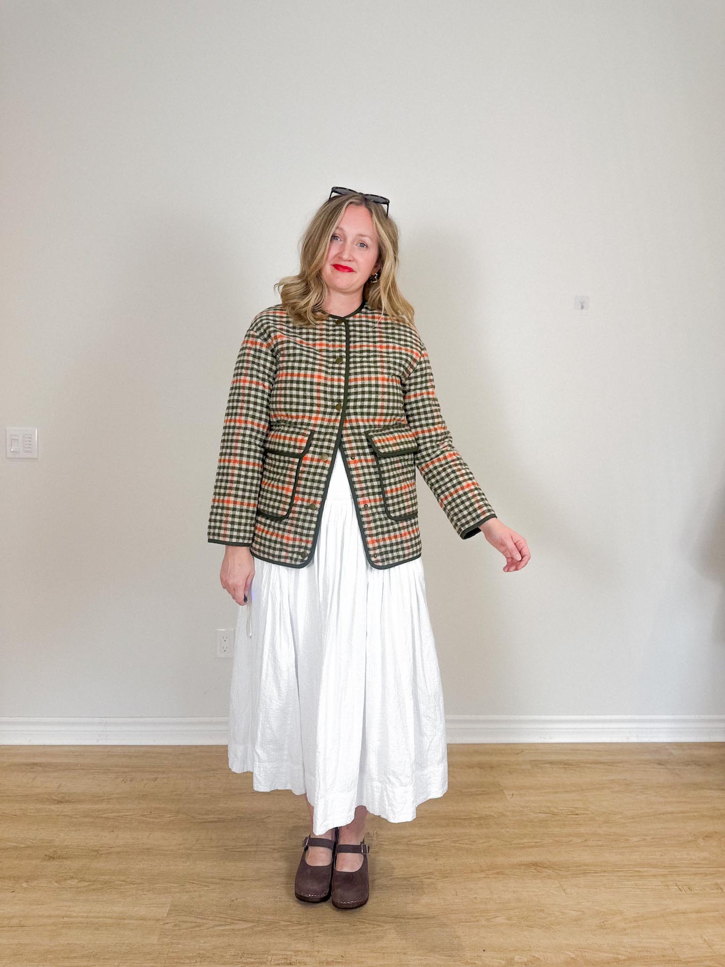 Rachel Zoe Checkered Chore Coat in Green/Red Check NWT (Size XS-M)