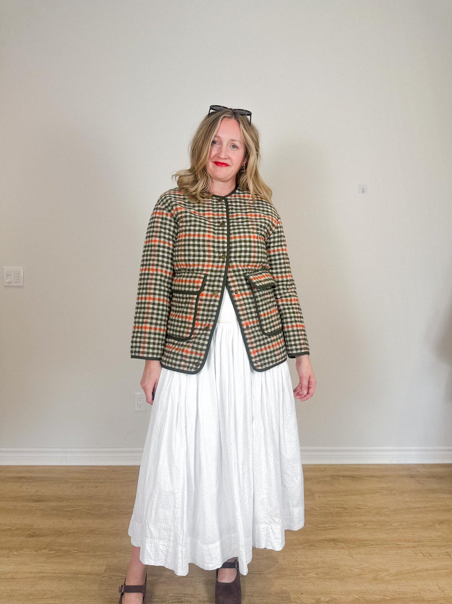 Rachel Zoe Checkered Chore Coat in Green/Red Check NWT (Size XS-M)
