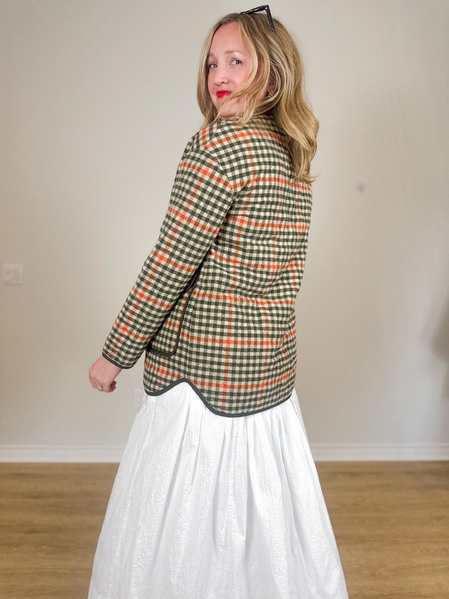 Rachel Zoe Checkered Chore Coat in Green/Red Check NWT (Size XS-M)