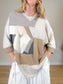 Diana Coatsworth Canadian Designer "Abstract Art Patched Upcycled Cashmere Sweater" (Size L-XXL)