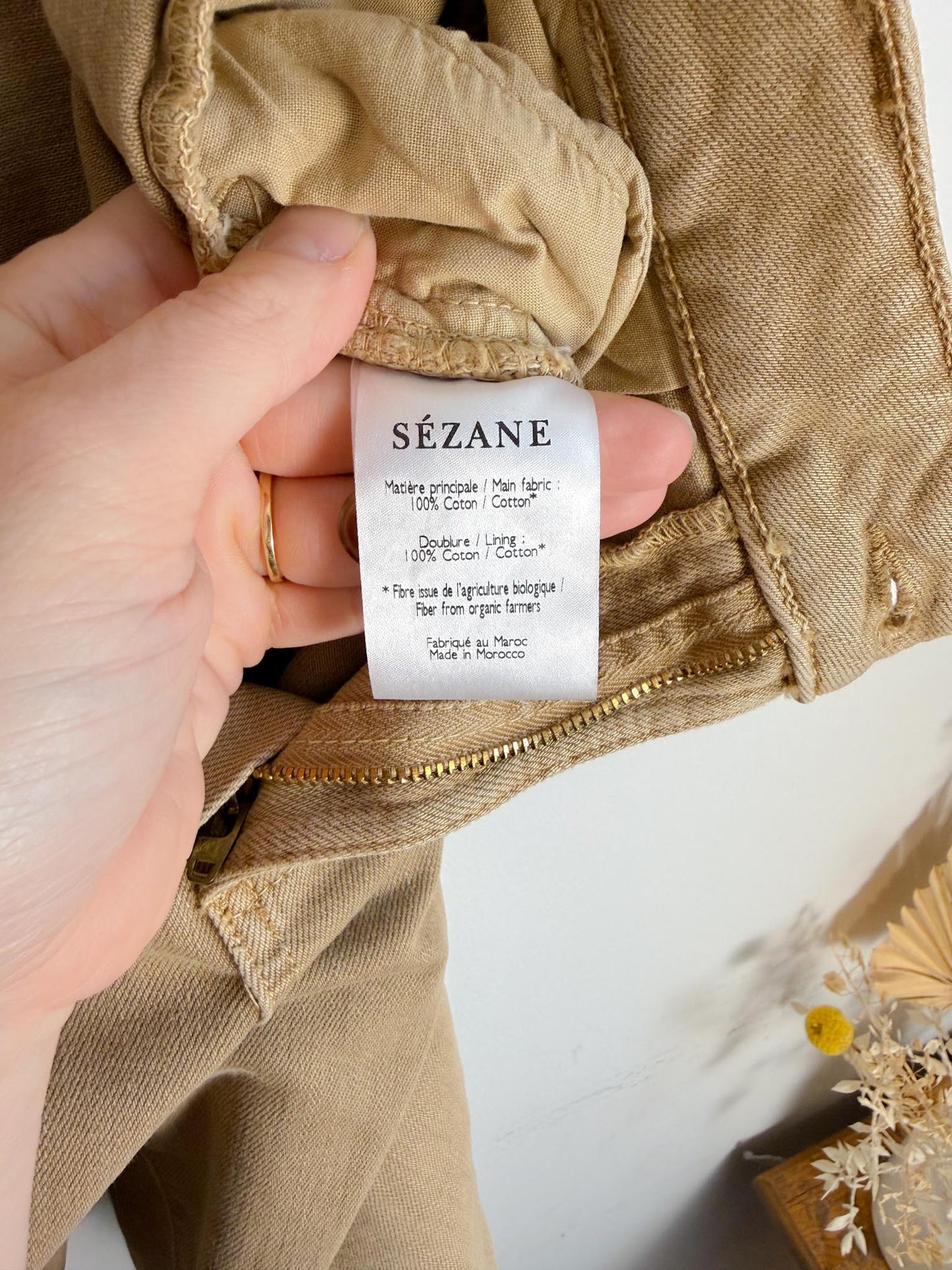 Sezane Cotton Pants in Brown (Size M/L)