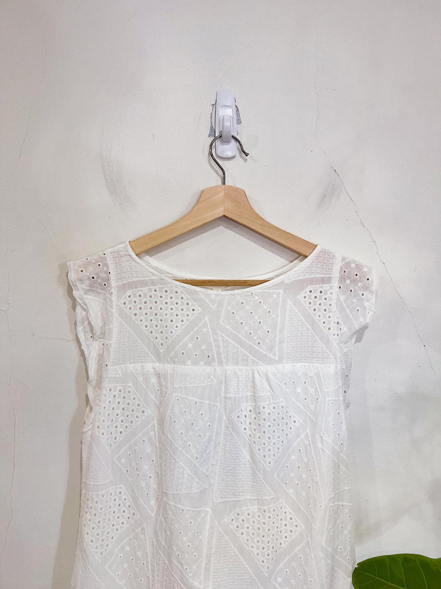 Dagg & Stacey Slow Fashion Eyelet Mini Dress in White (Size S)