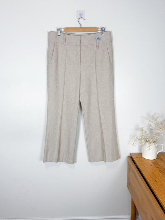 DOROTHEE SCHUMACHER Designer Wool Trousers in Cream (Size L)