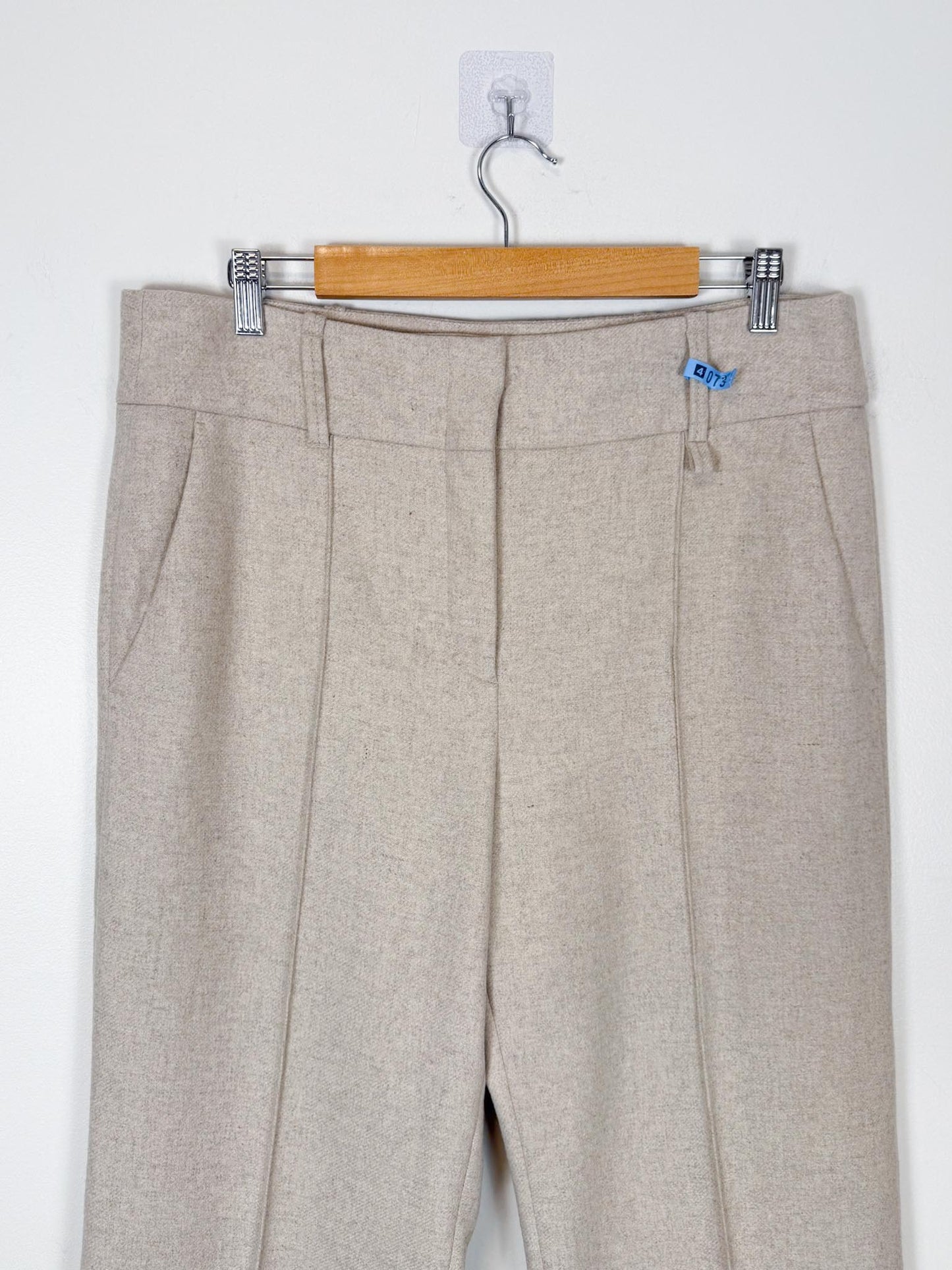 DOROTHEE SCHUMACHER Designer Wool Trousers in Cream (Size L)