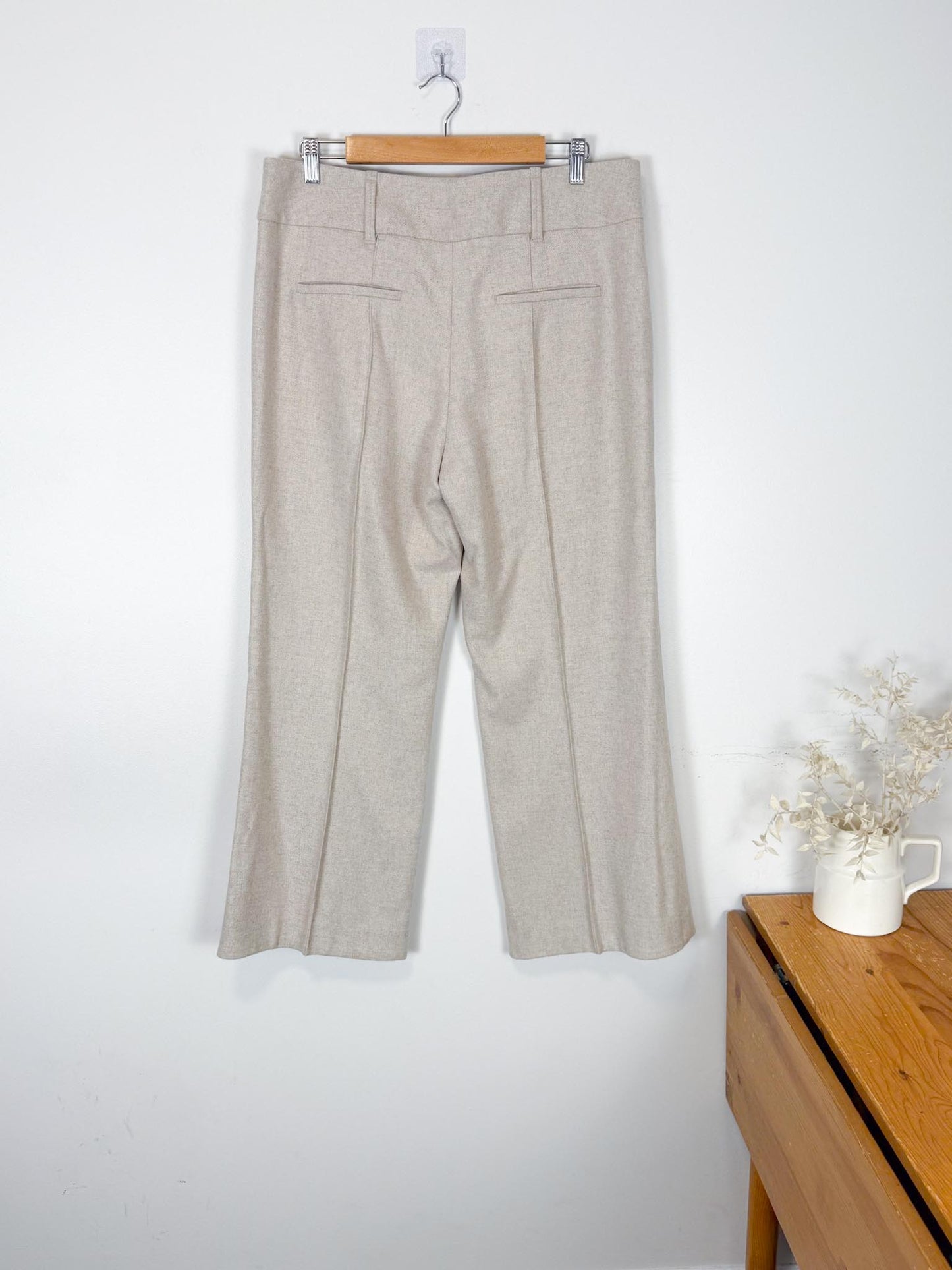 DOROTHEE SCHUMACHER Designer Wool Trousers in Cream (Size L)