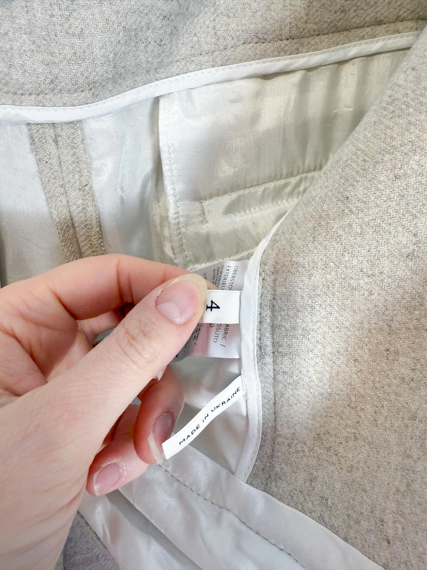 DOROTHEE SCHUMACHER Designer Wool Trousers in Cream (Size L)