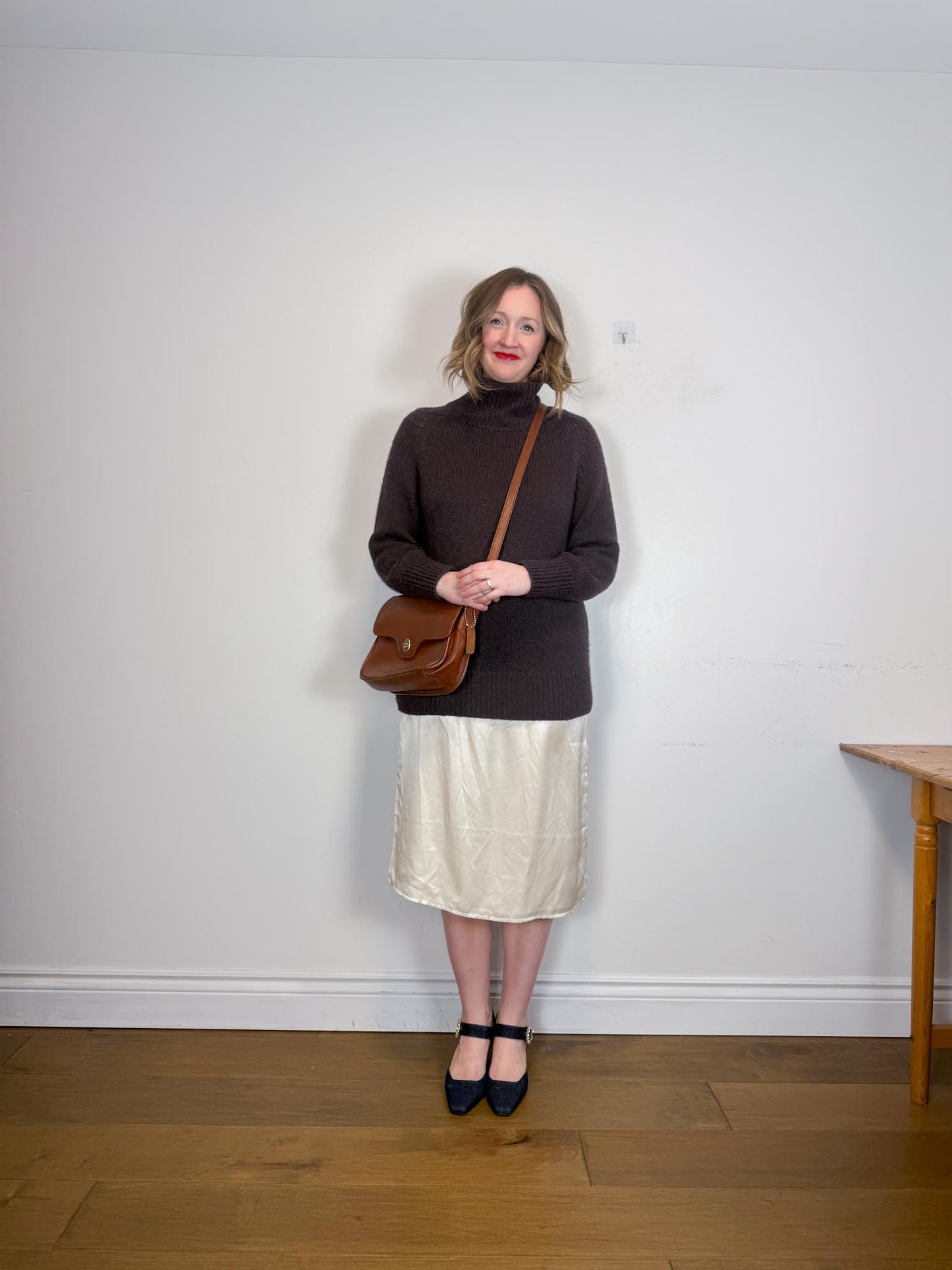Babaton Alpaca Chunky Knit Turtleneck Sweater in Dark Brown (Size S/M)