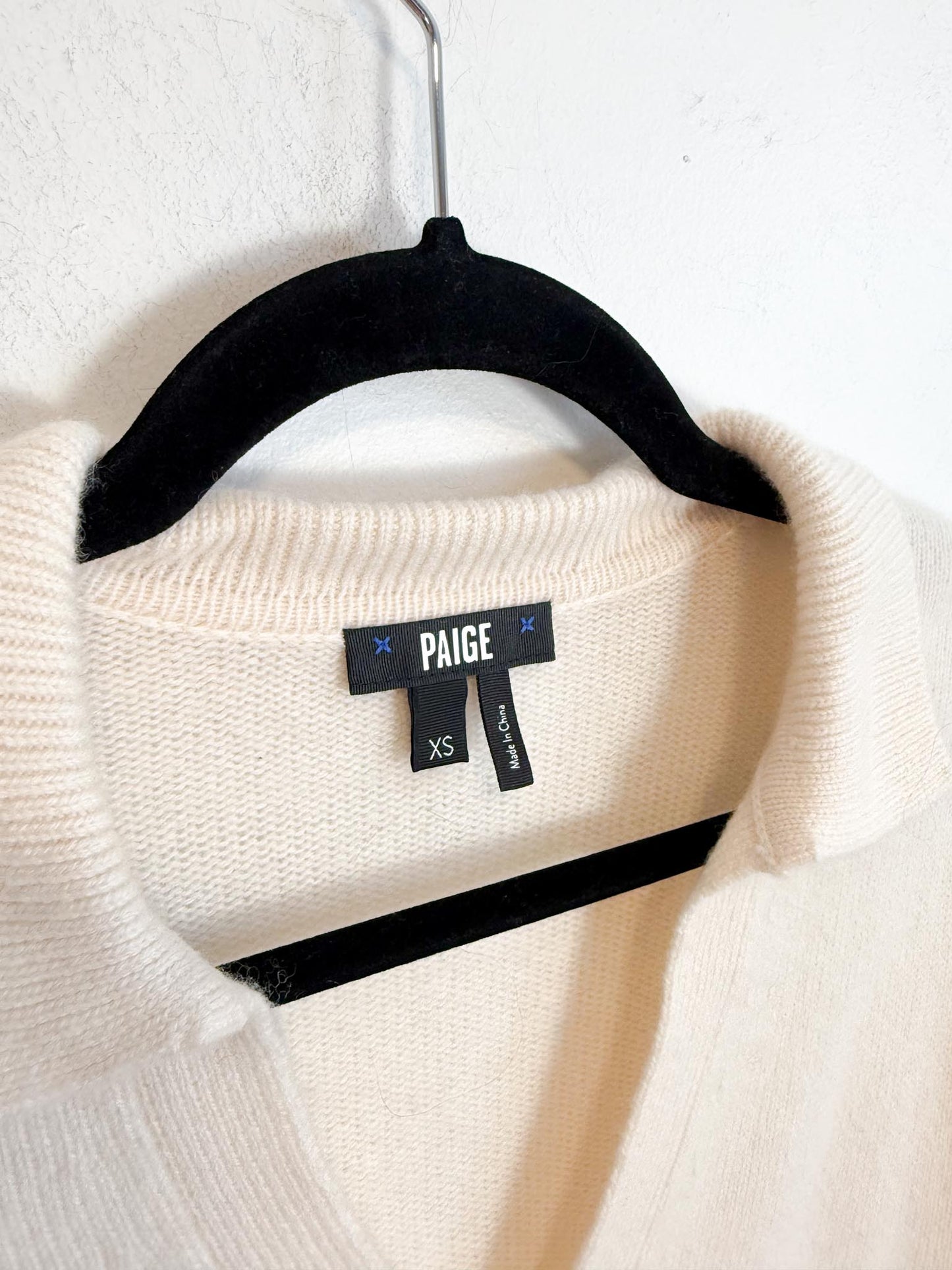 PAIGE "Maxi Cashmere Cropped Sweater in Cream" (Size XS-S)