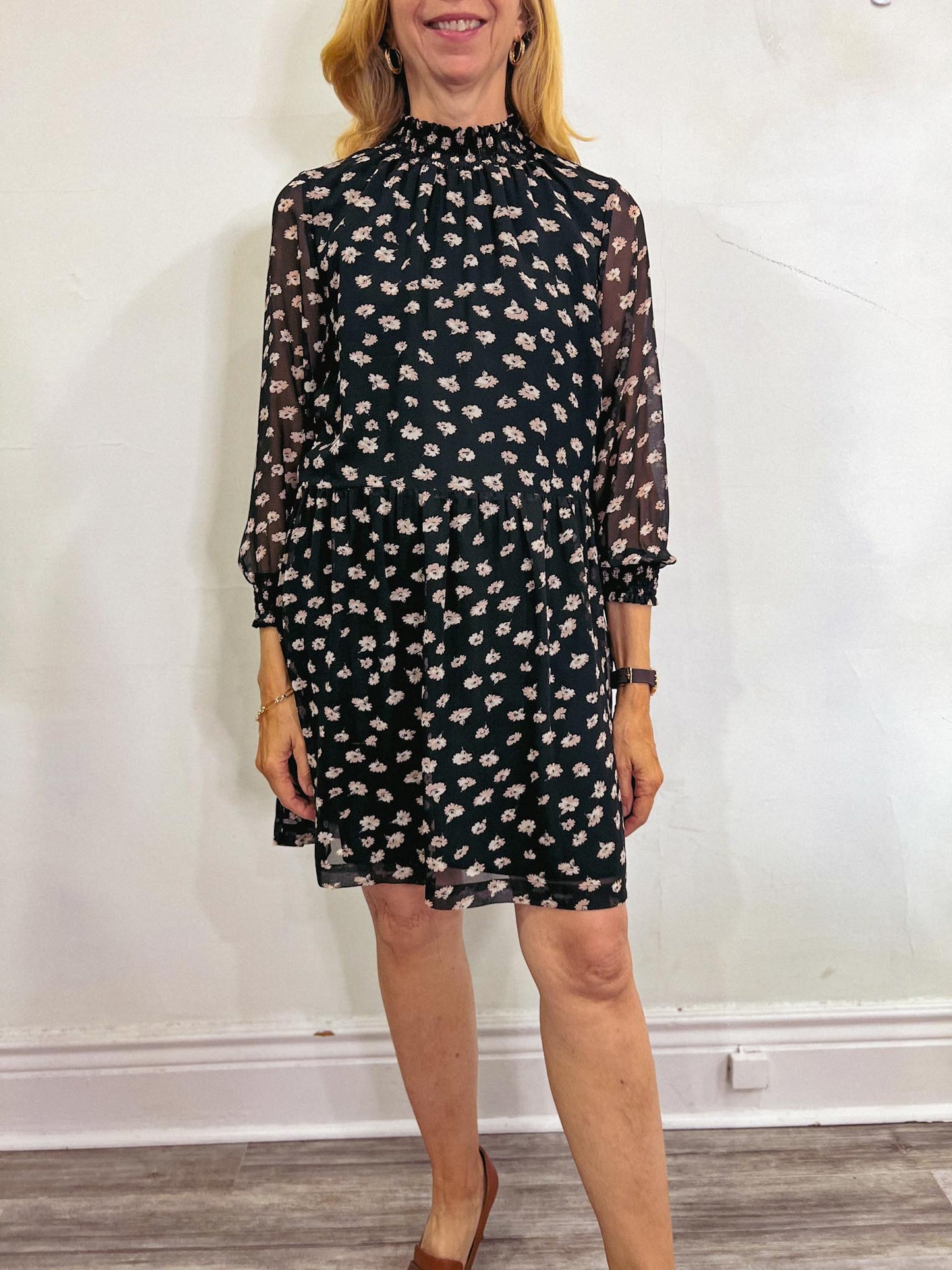 Madewell Floral Mini Dress in Black (Size S/M)