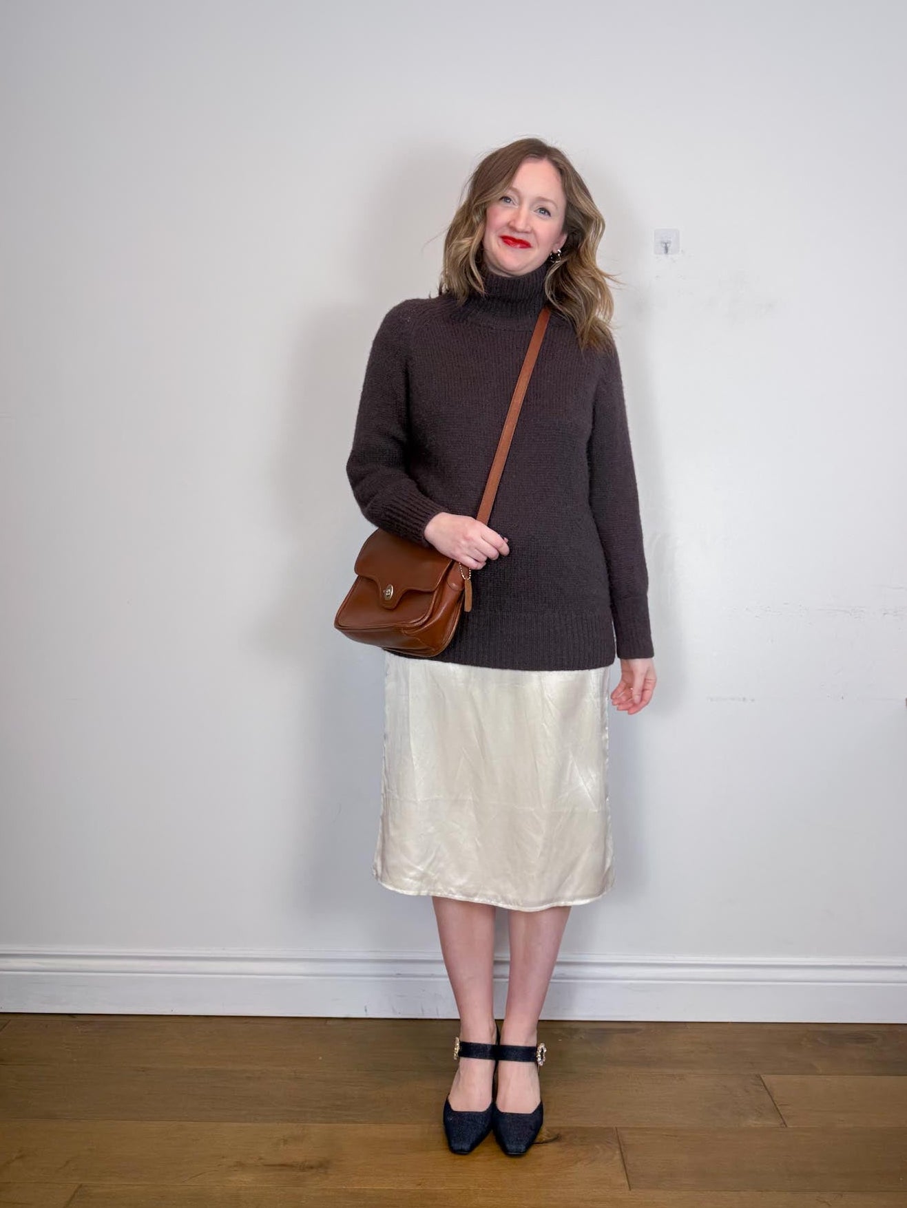 Babaton Alpaca Chunky Knit Turtleneck Sweater in Dark Brown (Size S/M)