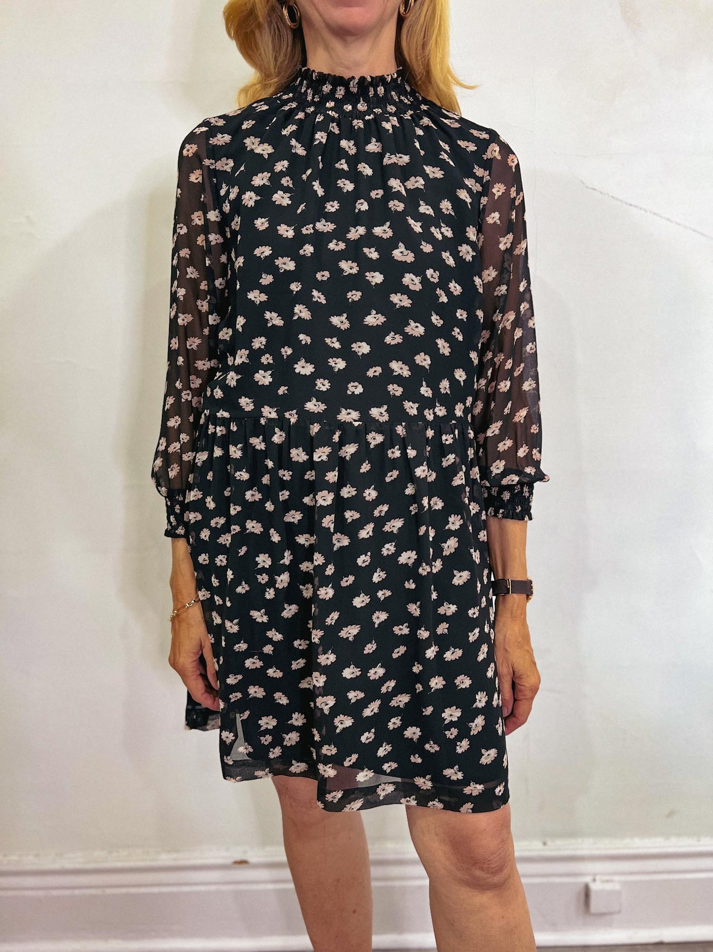 Madewell Floral Mini Dress in Black (Size S/M)