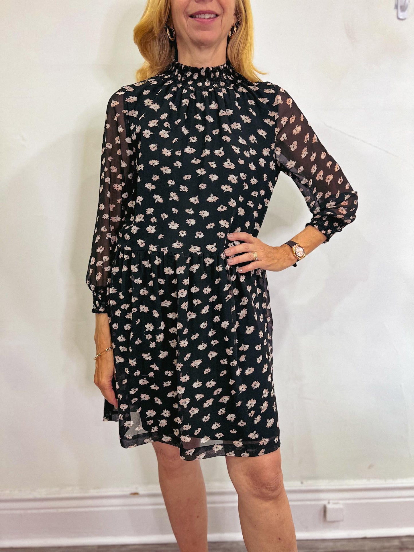 Madewell Floral Mini Dress in Black (Size S/M)