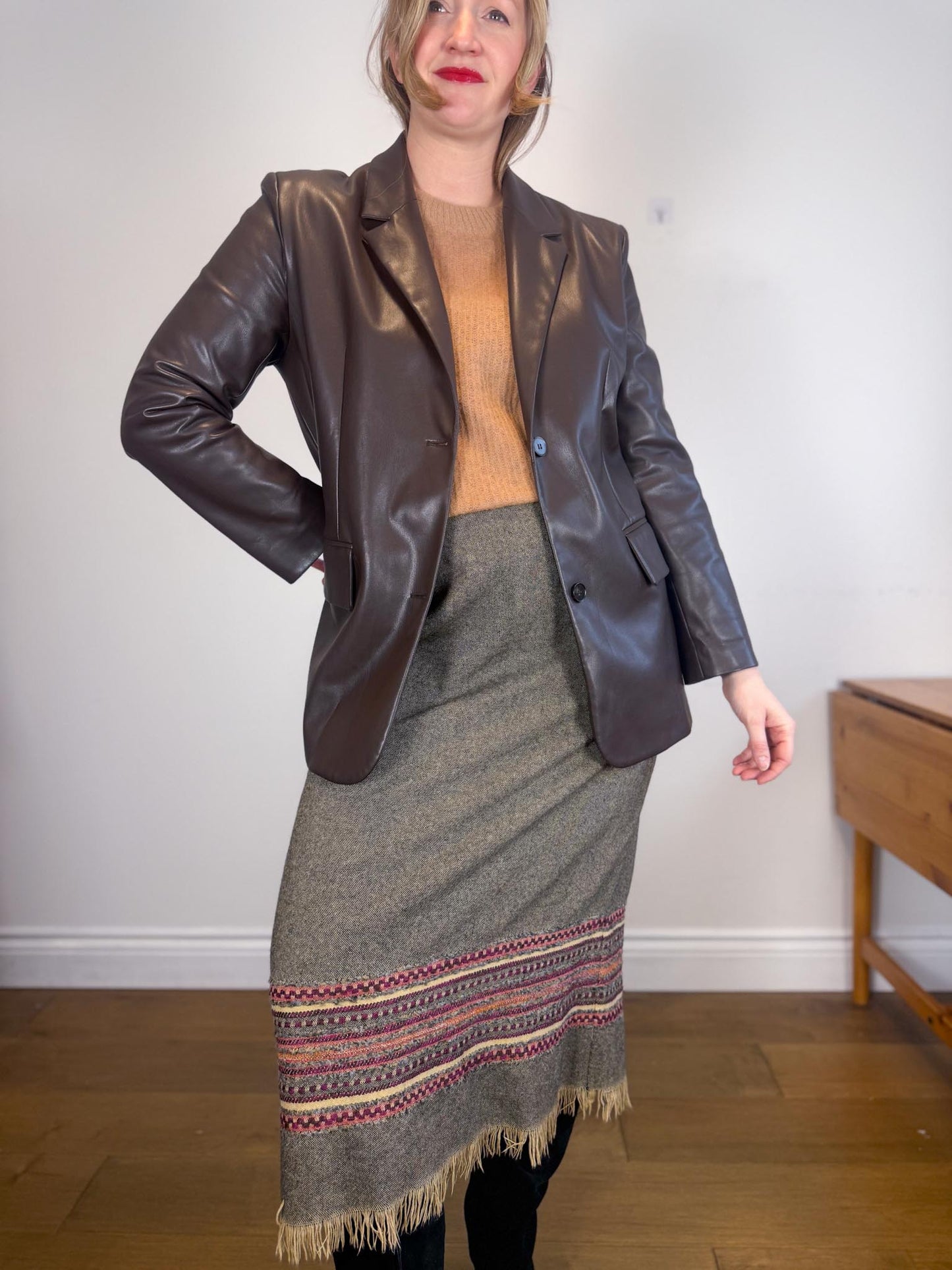 Oak & Fort Faux Leather Jacket in Dark Brown (Size M/L)