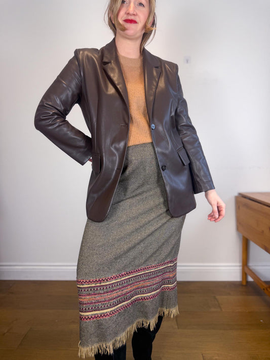 Oak & Fort Faux Leather Jacket in Dark Brown (Size M/L)