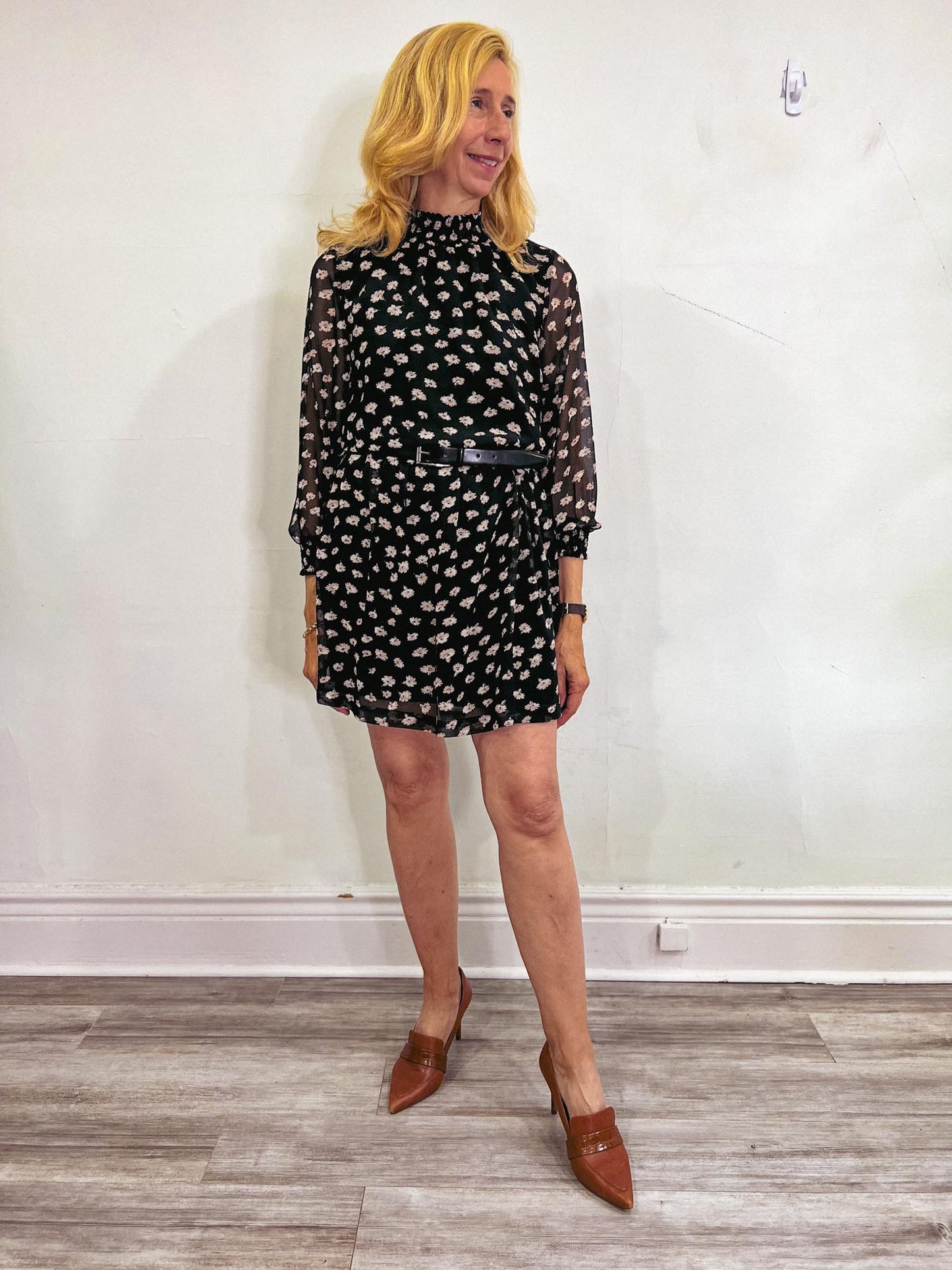 Madewell Floral Mini Dress in Black (Size S/M)