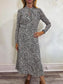 Judith & Charles Long Sleeve Midi Dress in Black/White Print (Size S/M)