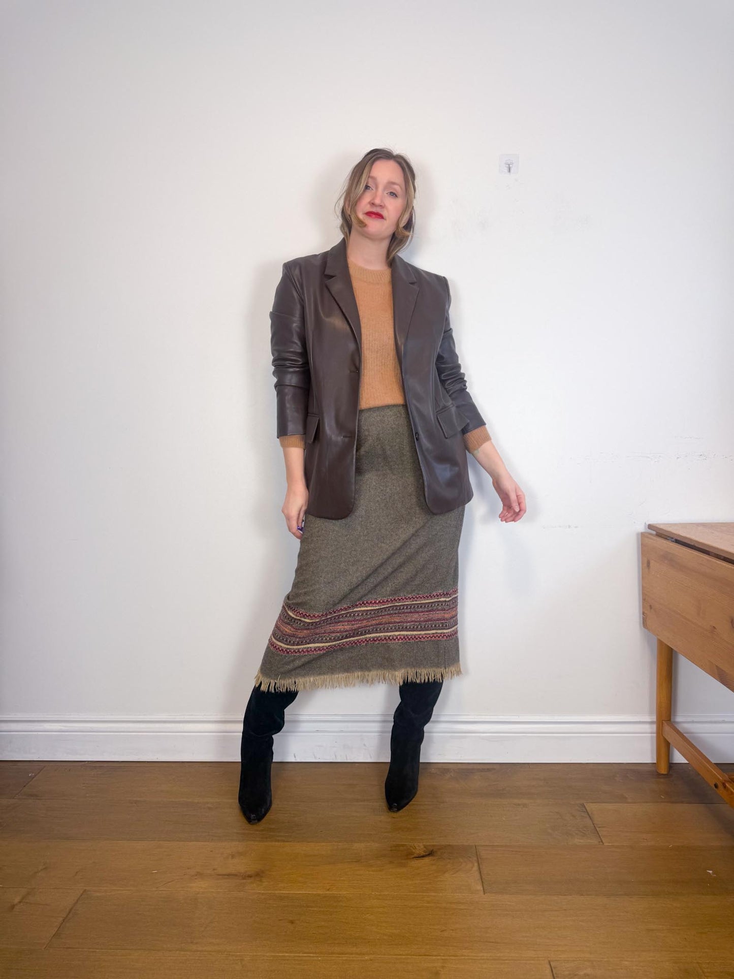 Oak & Fort Faux Leather Jacket in Dark Brown (Size M/L)