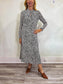 Judith & Charles Long Sleeve Midi Dress in Black/White Print (Size S/M)