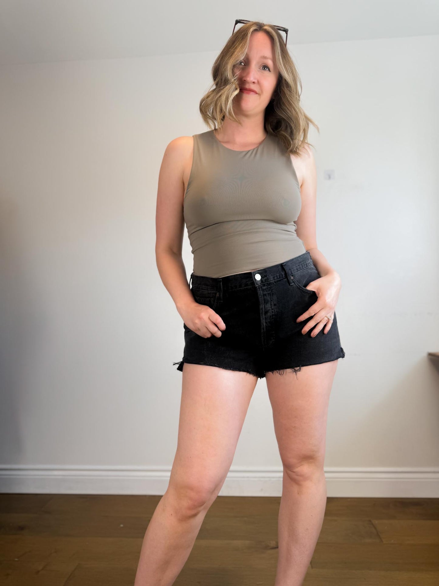 Babaton Contour Tank Top in Beige (Size L)