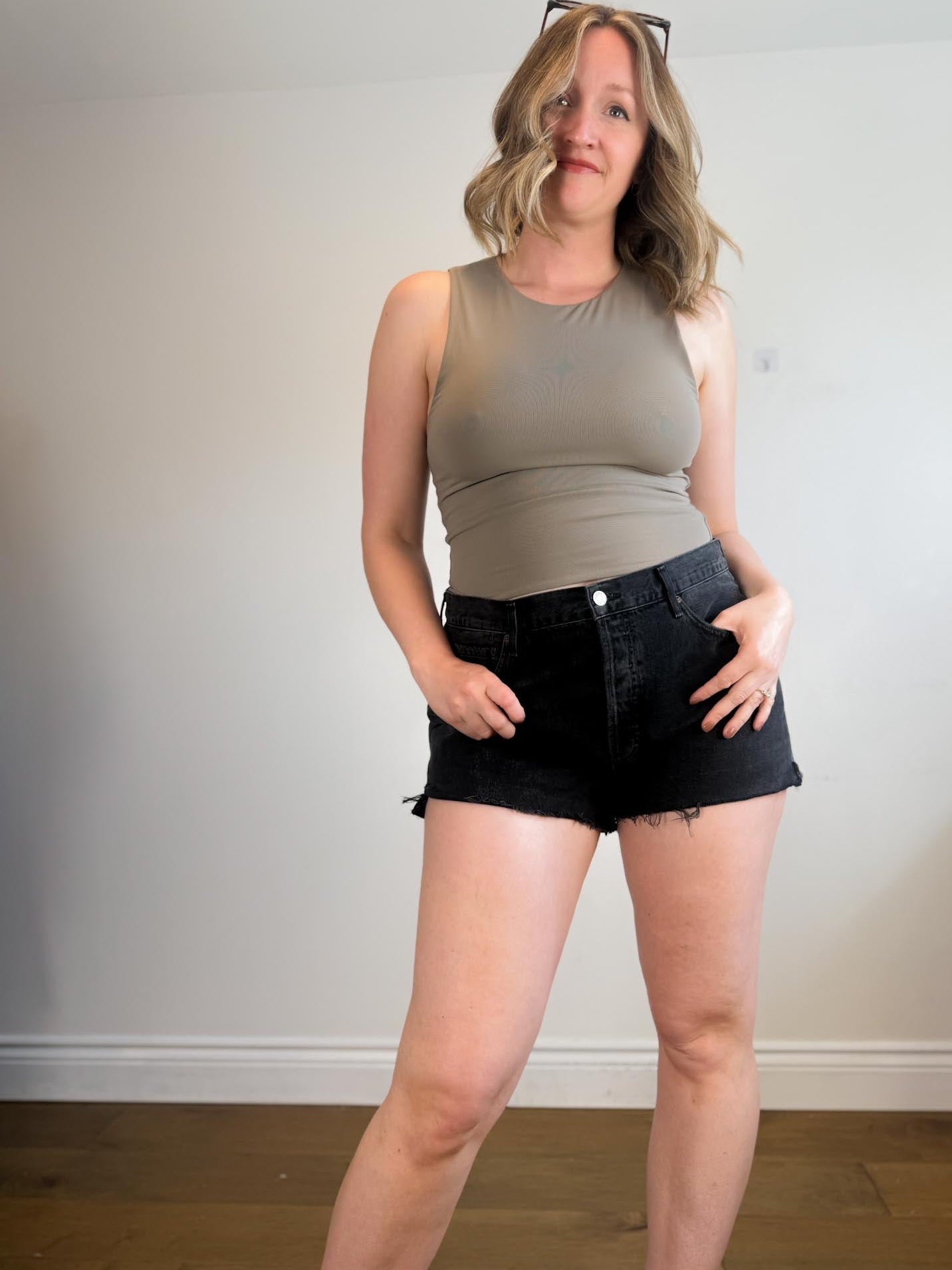 AGOLDE "Parker Black Denim Shorts" (Size 32)