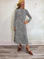 Judith & Charles Long Sleeve Midi Dress in Black/White Print (Size S/M)