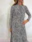 Judith & Charles Long Sleeve Midi Dress in Black/White Print (Size S/M)