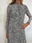 Judith & Charles Long Sleeve Midi Dress in Black/White Print (Size S/M)