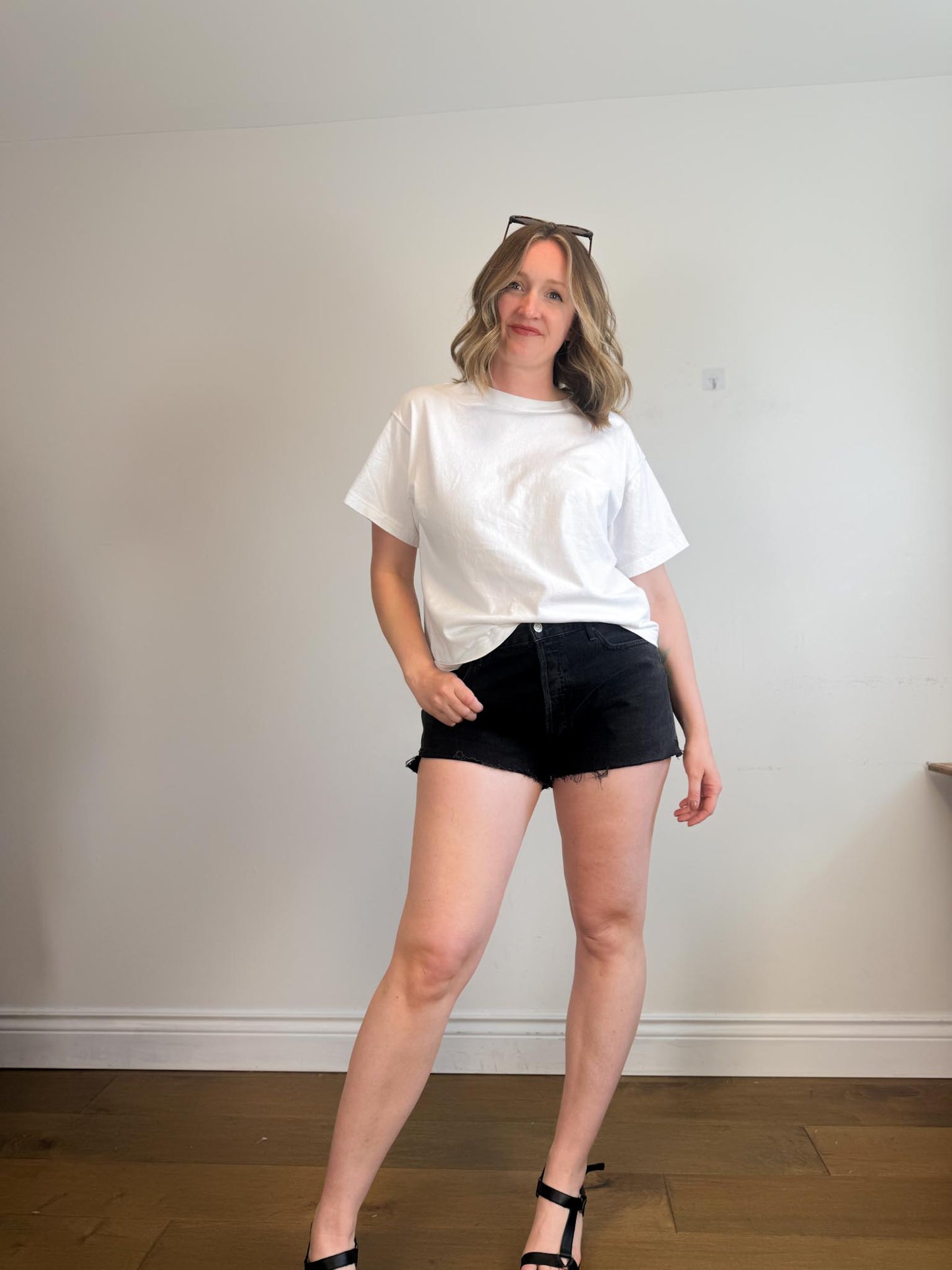 AGOLDE "Parker Black Denim Shorts" (Size 32)