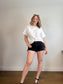 AGOLDE "Parker Black Denim Shorts" (Size 32)