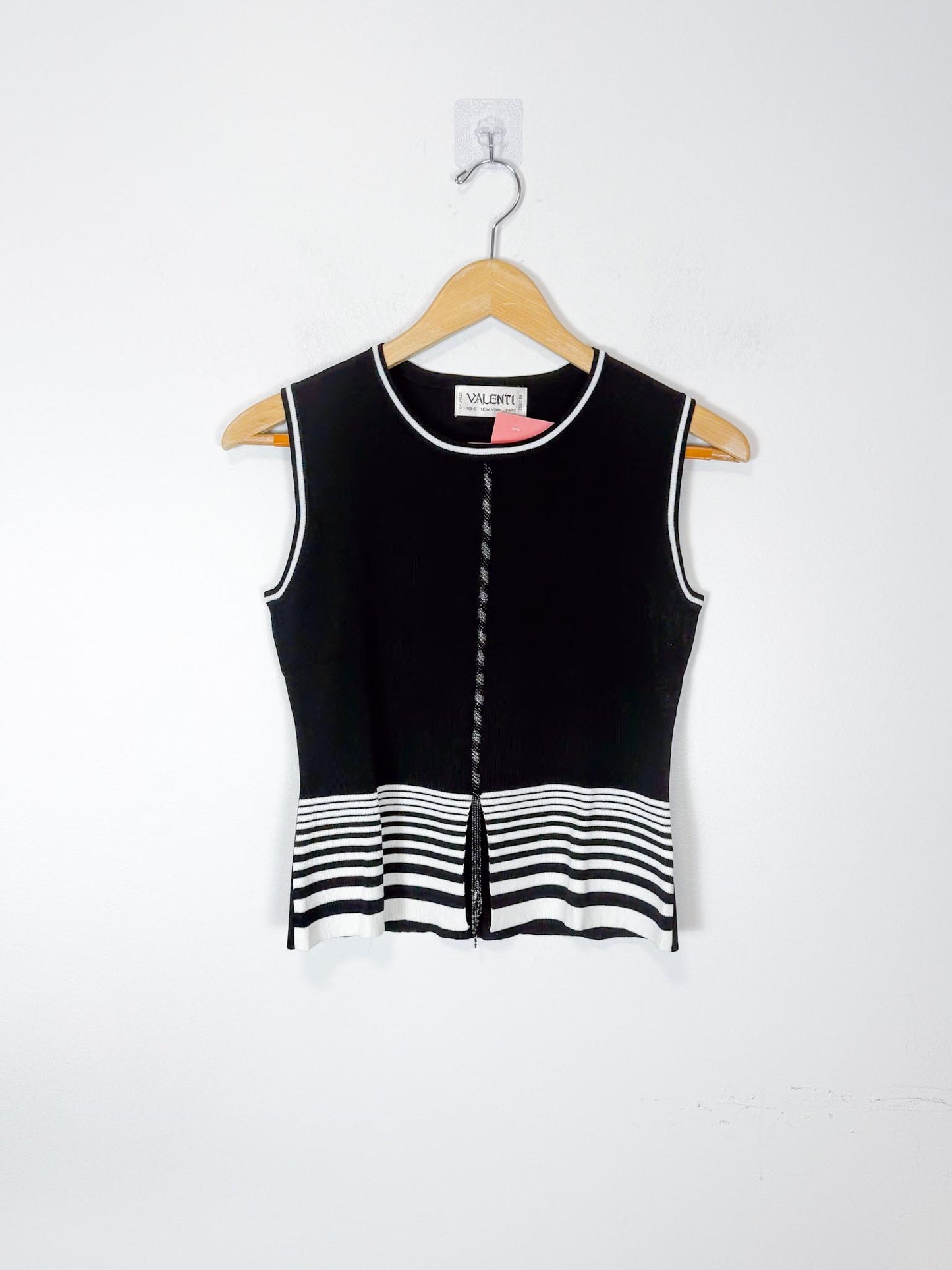 Valenti Beaded Top in Black/White (Size M)