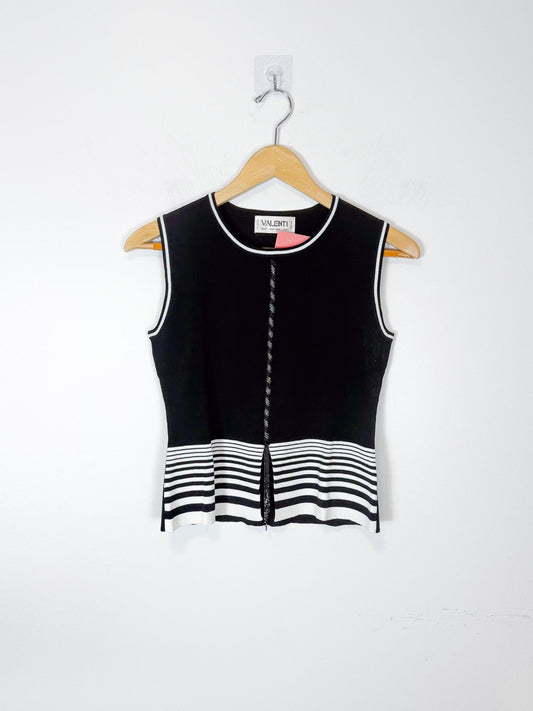 Valenti Beaded Top in Black/White (Size M)