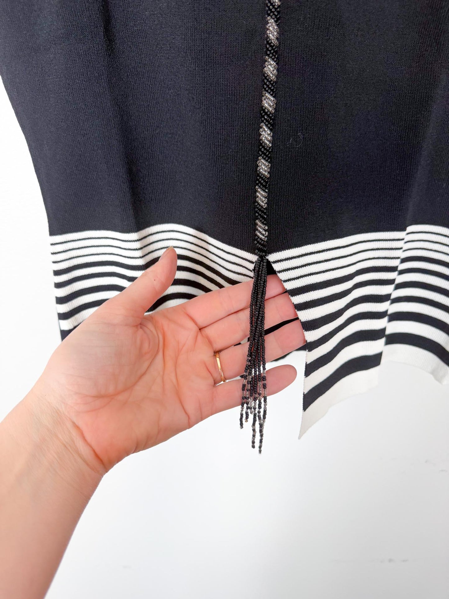 Valenti Beaded Top in Black/White (Size M)