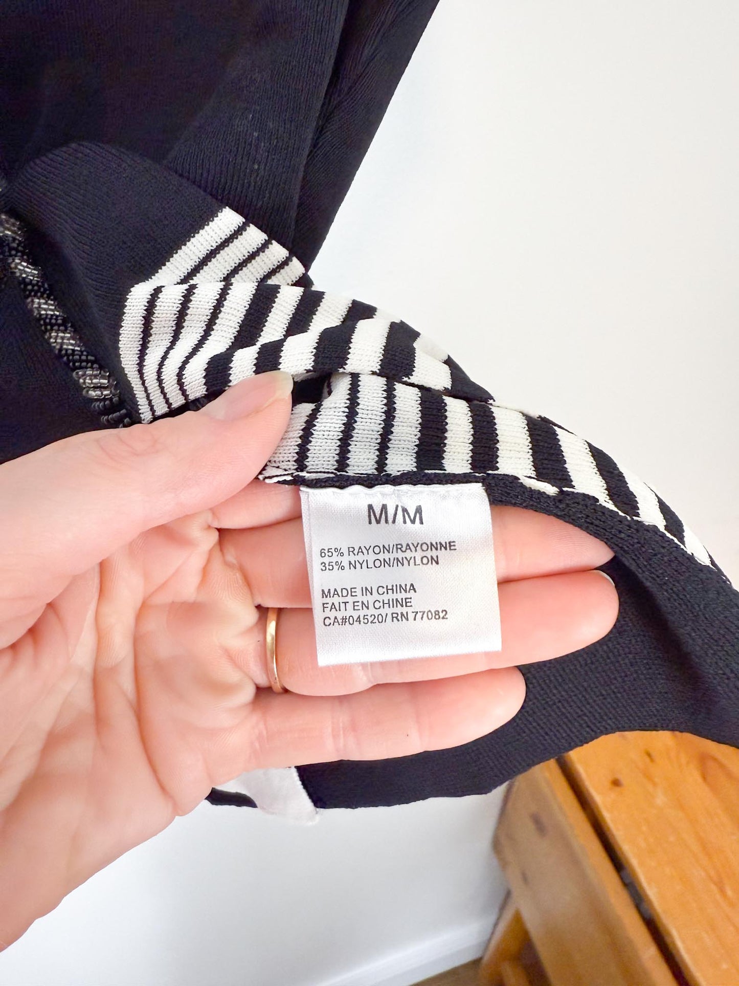 Valenti Beaded Top in Black/White (Size M)