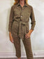 AMO "Tie Waist Utility Jumpsuit in Green" (Size XS/S)