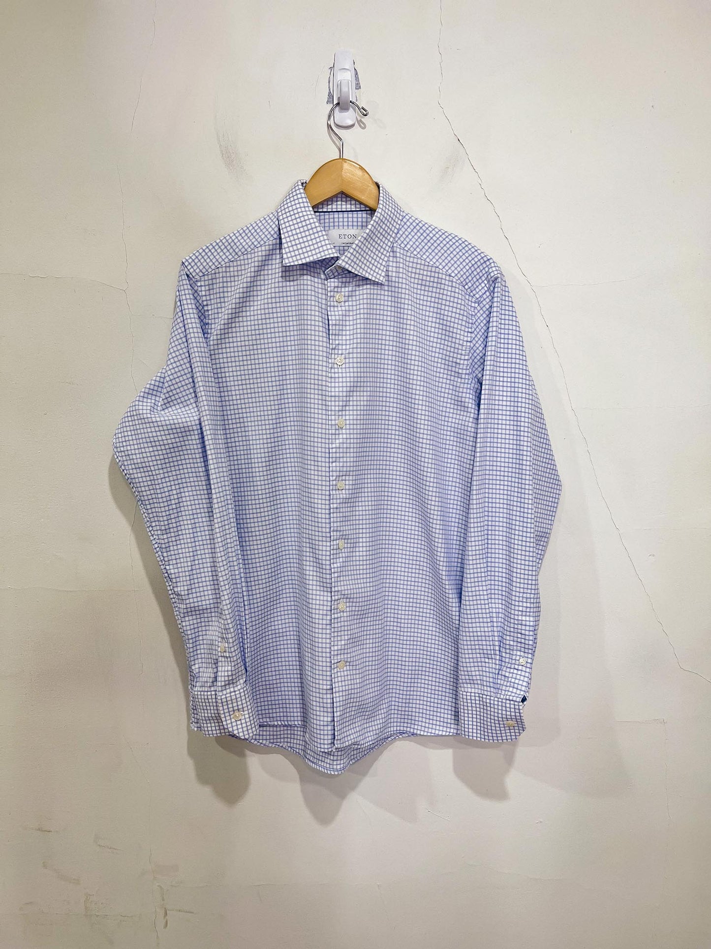 ETON Contemporary Men's Shirt in Blue/White Check (Size 42 / 16 1/2)