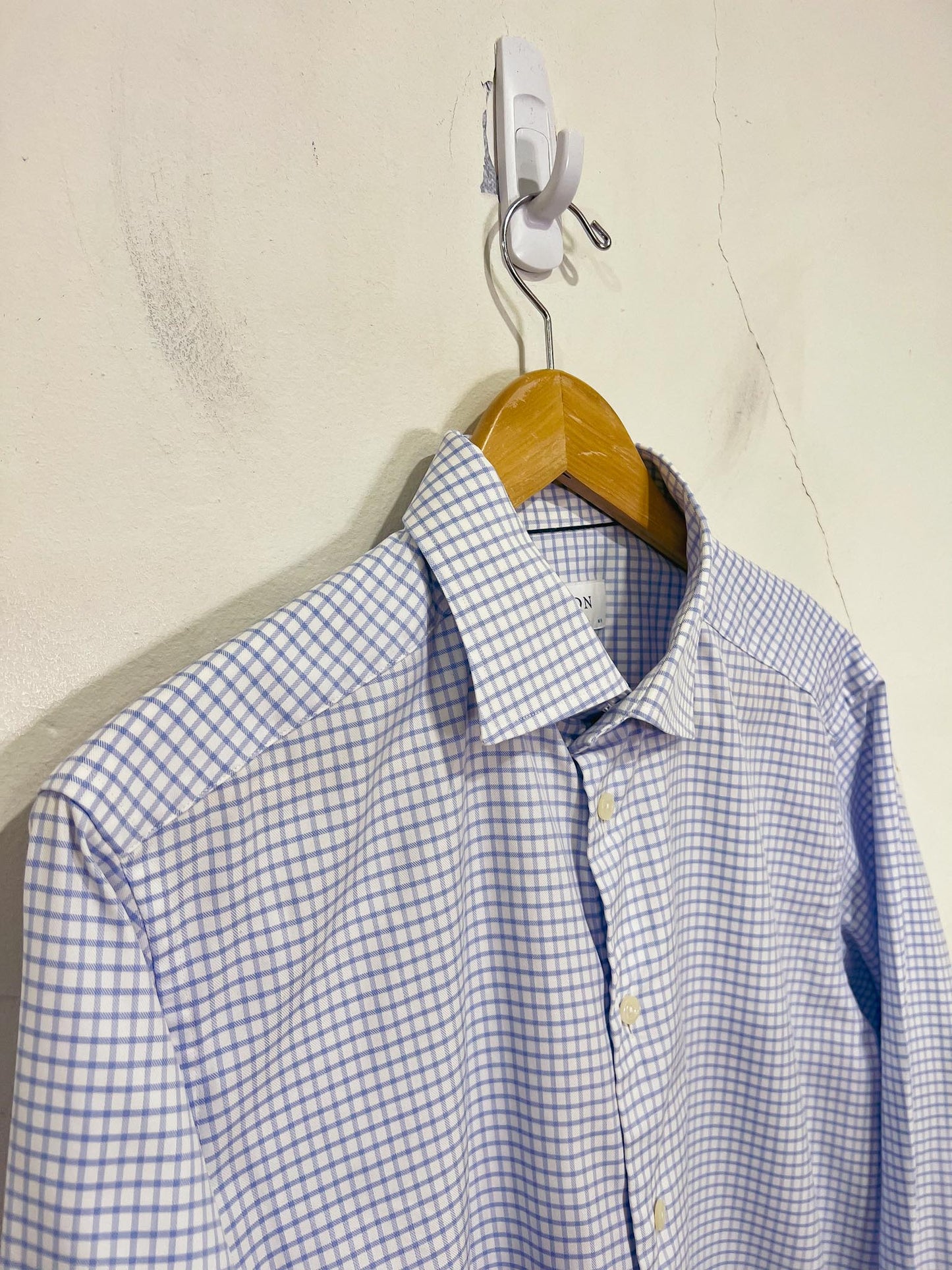 ETON Contemporary Men's Shirt in Blue/White Check (Size 42 / 16 1/2)