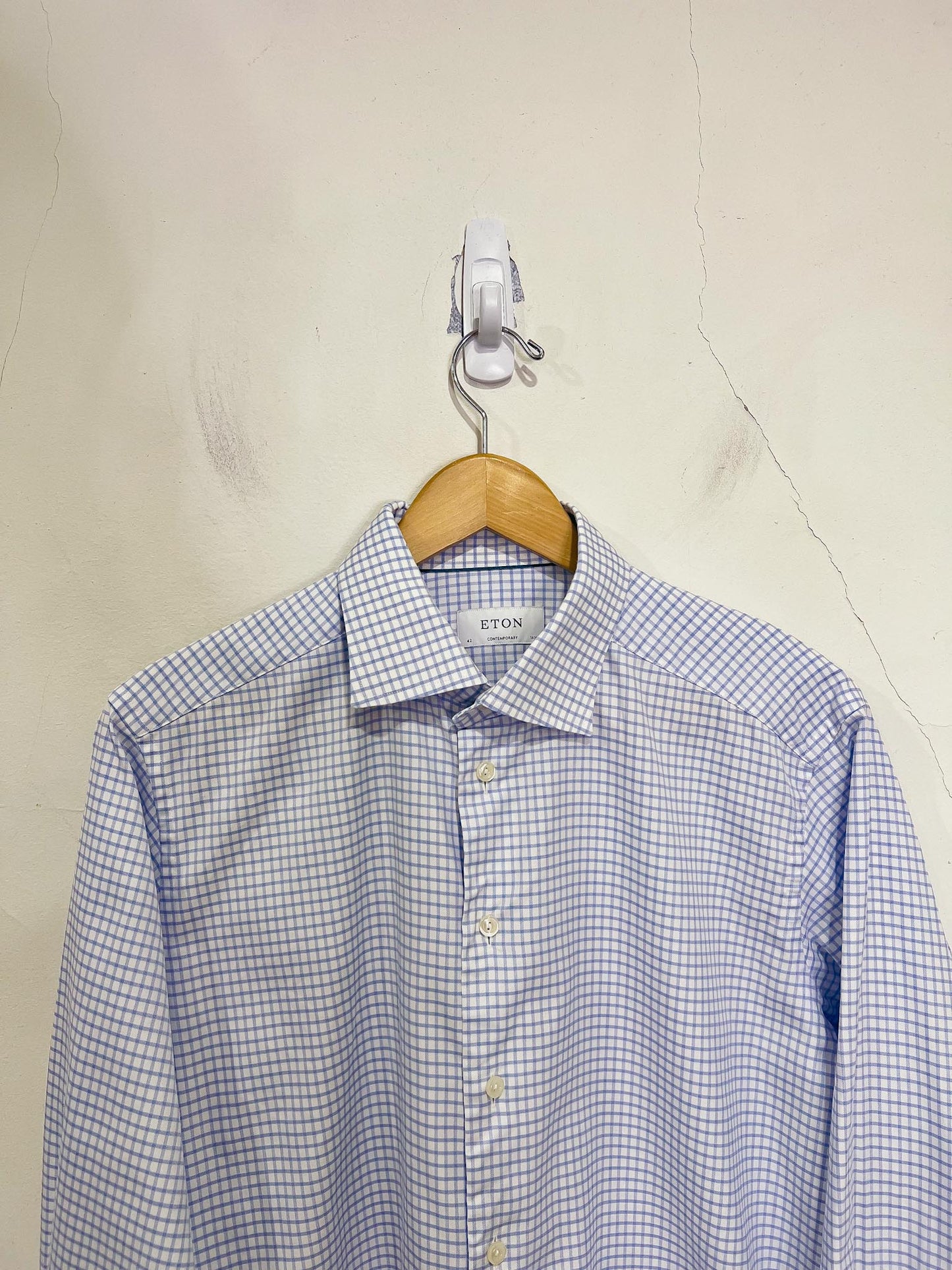 ETON Contemporary Men's Shirt in Blue/White Check (Size 42 / 16 1/2)