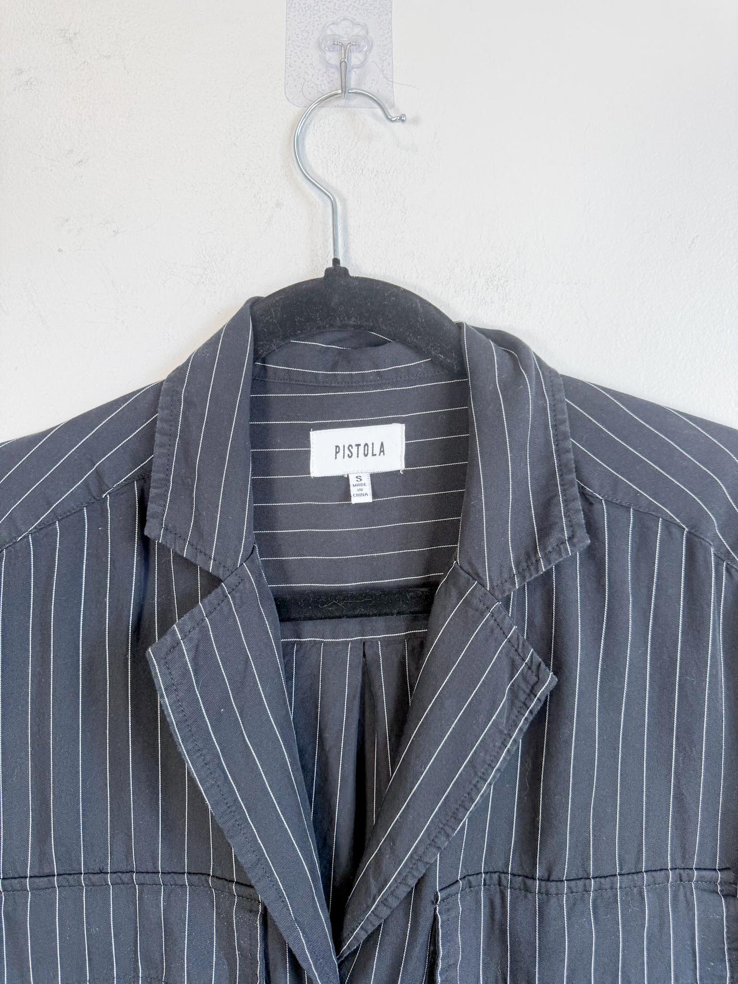 PISTOLA Striped Button Down in White/Black (Size S-L)