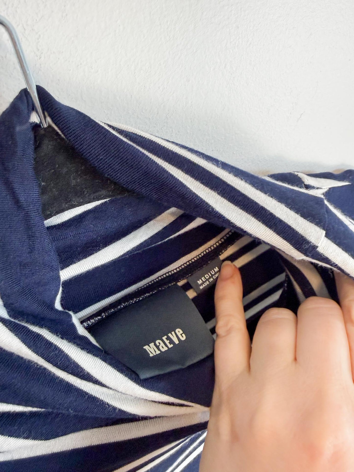 Anthropologie Maeve Turtleneck Swing Dress in Blue/White Stripe (Size M/L)