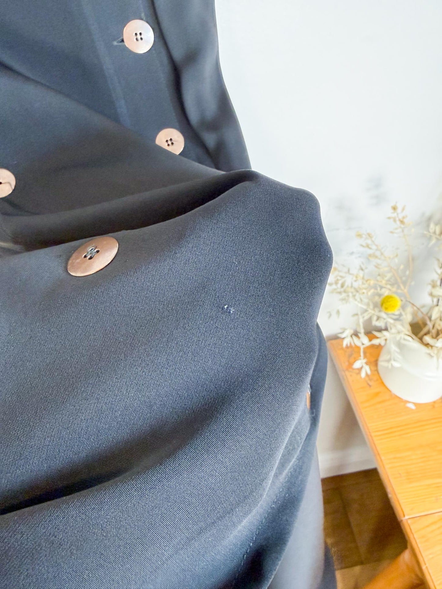 Vintage 1980s OZBEK Fitted Button Dress in Black SOLD AS IS(Size M)