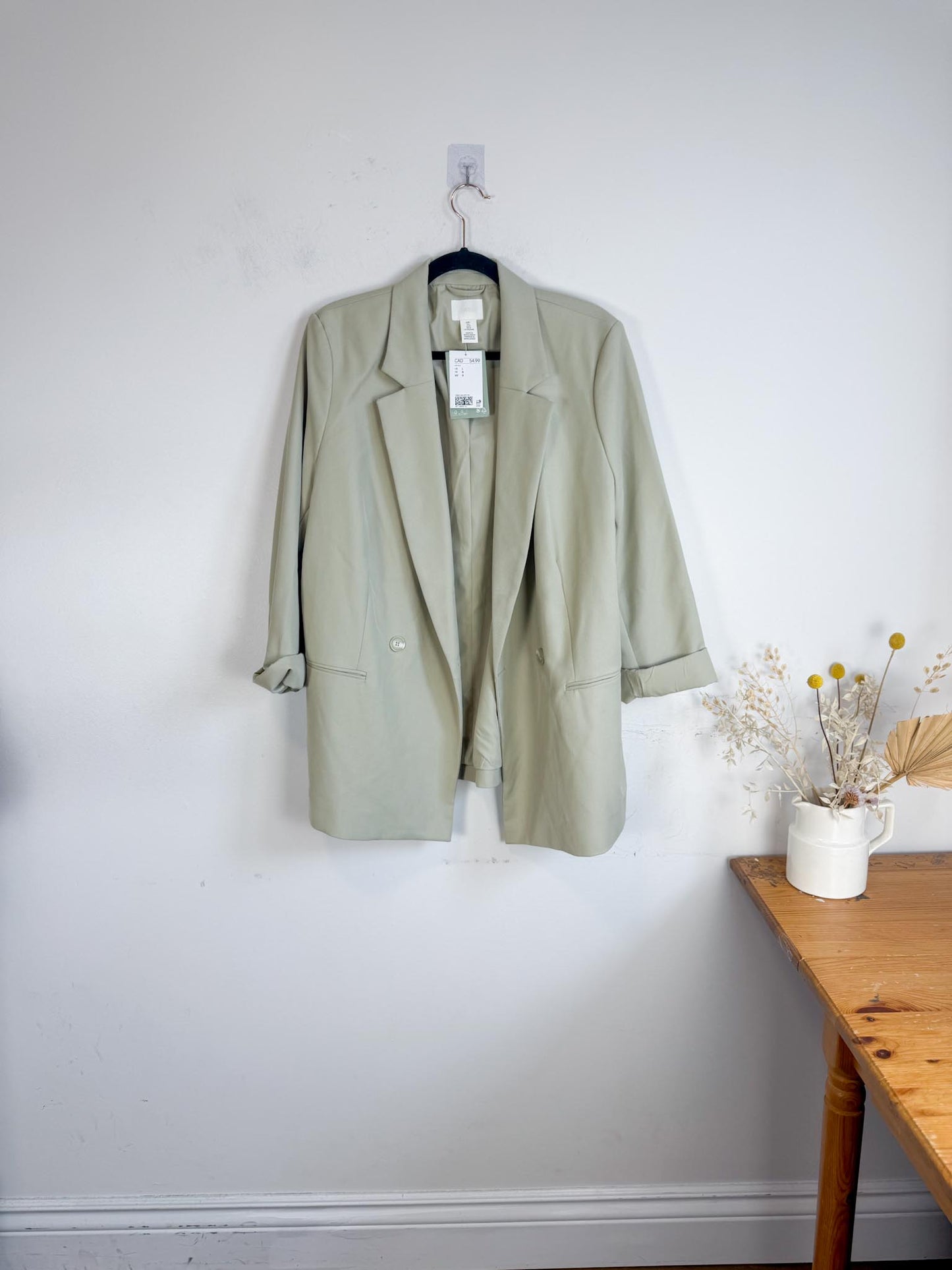 H&M Oversized Blazer in Light Grey Green NWT (Size L)