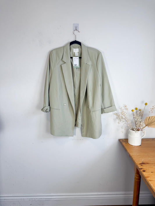H&M Oversized Blazer in Light Grey Green NWT (Size L)