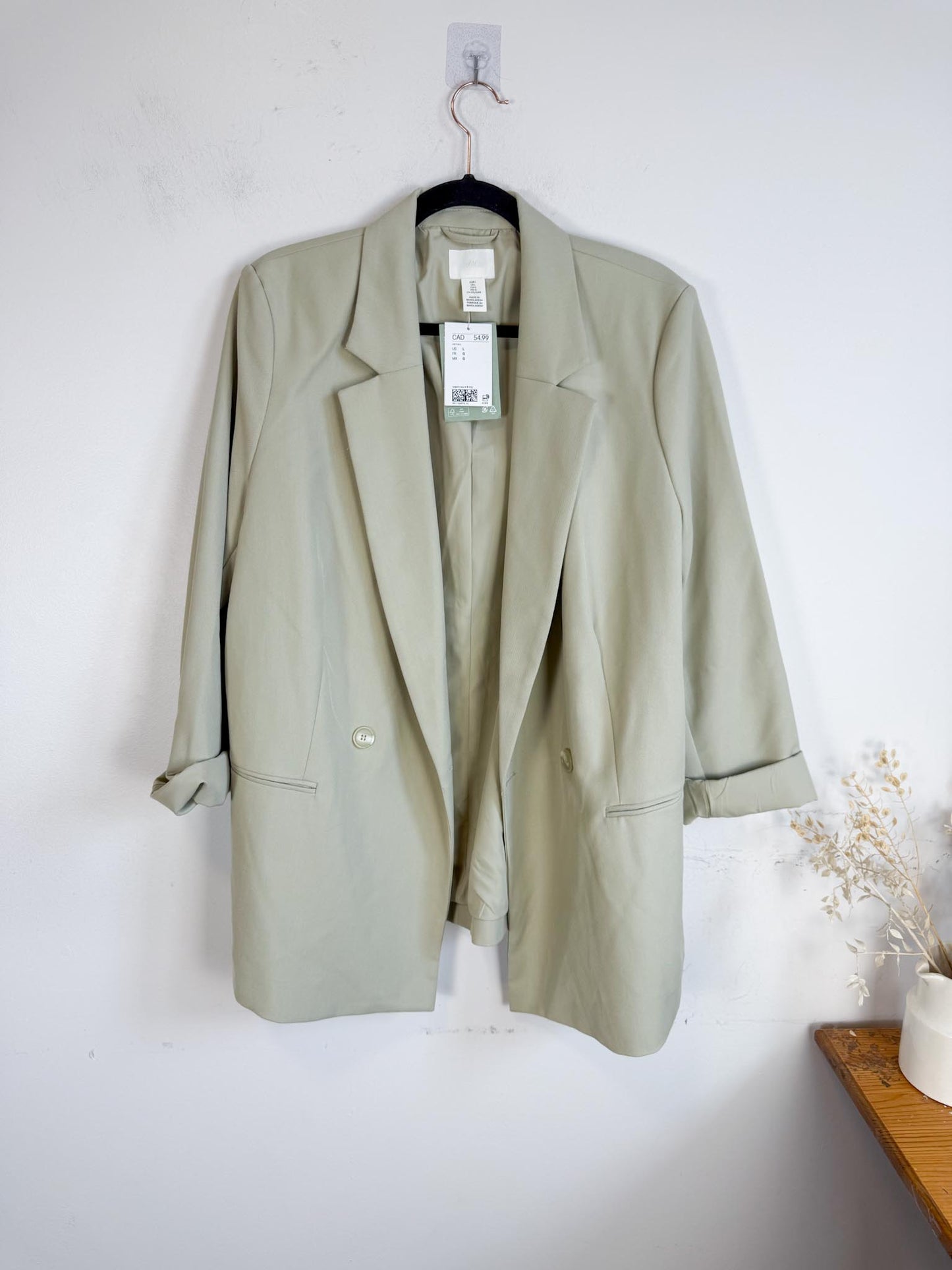 H&M Oversized Blazer in Light Grey Green NWT (Size L)