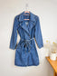 Gap Long Denim Trench Coat with Belt (Size L)