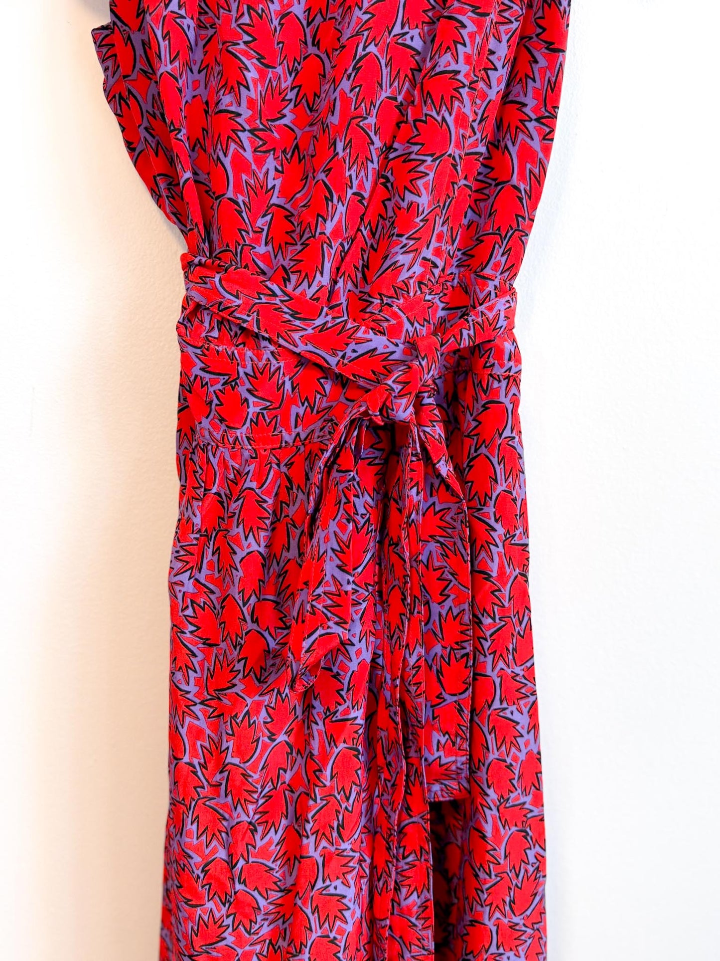 Derek Lam 10 Crosby "Iris Poppy Ruffle Cami Dress" in Red/Purple (Size S)
