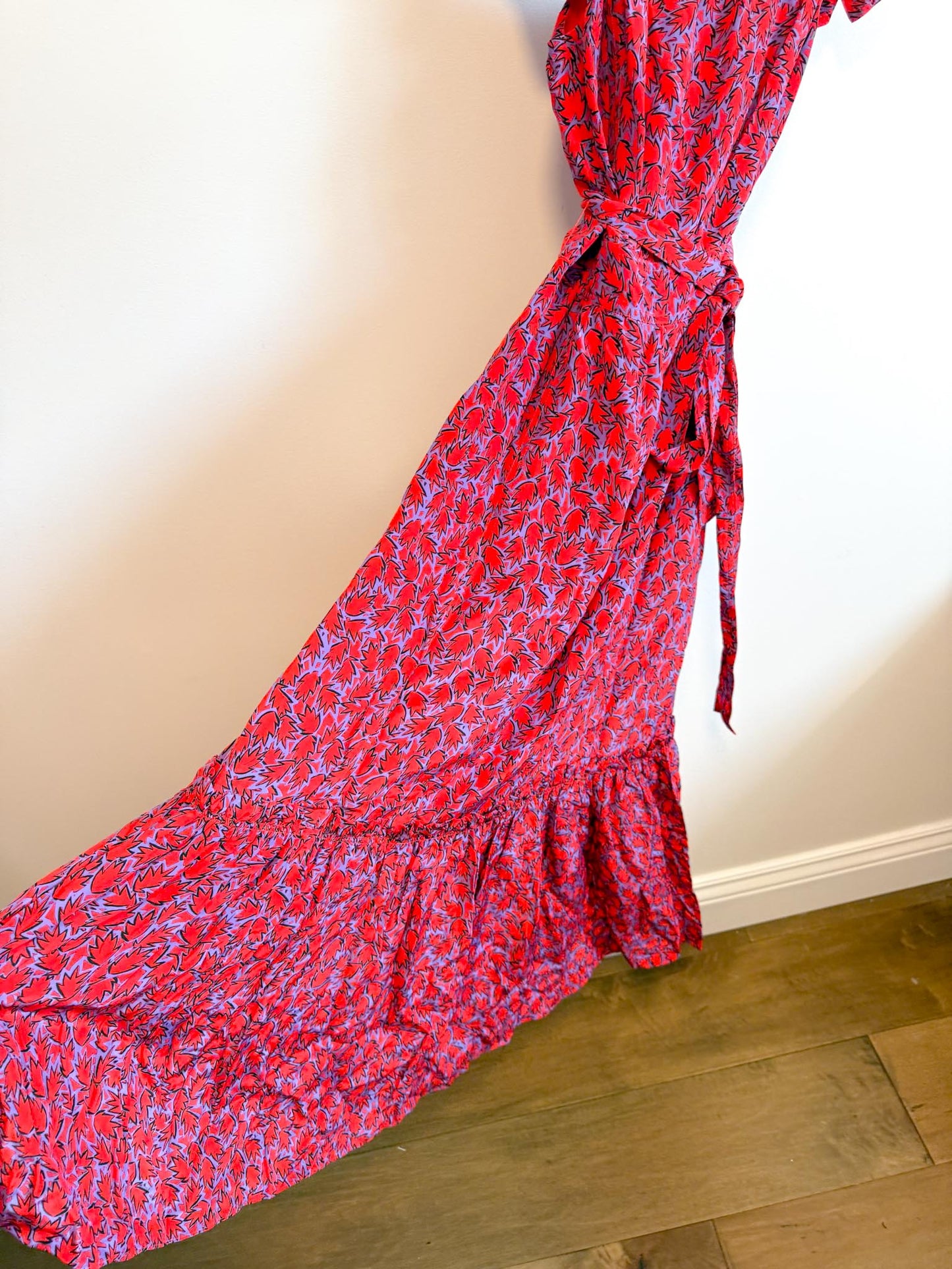 Derek Lam 10 Crosby "Iris Poppy Ruffle Cami Dress" in Red/Purple (Size S)