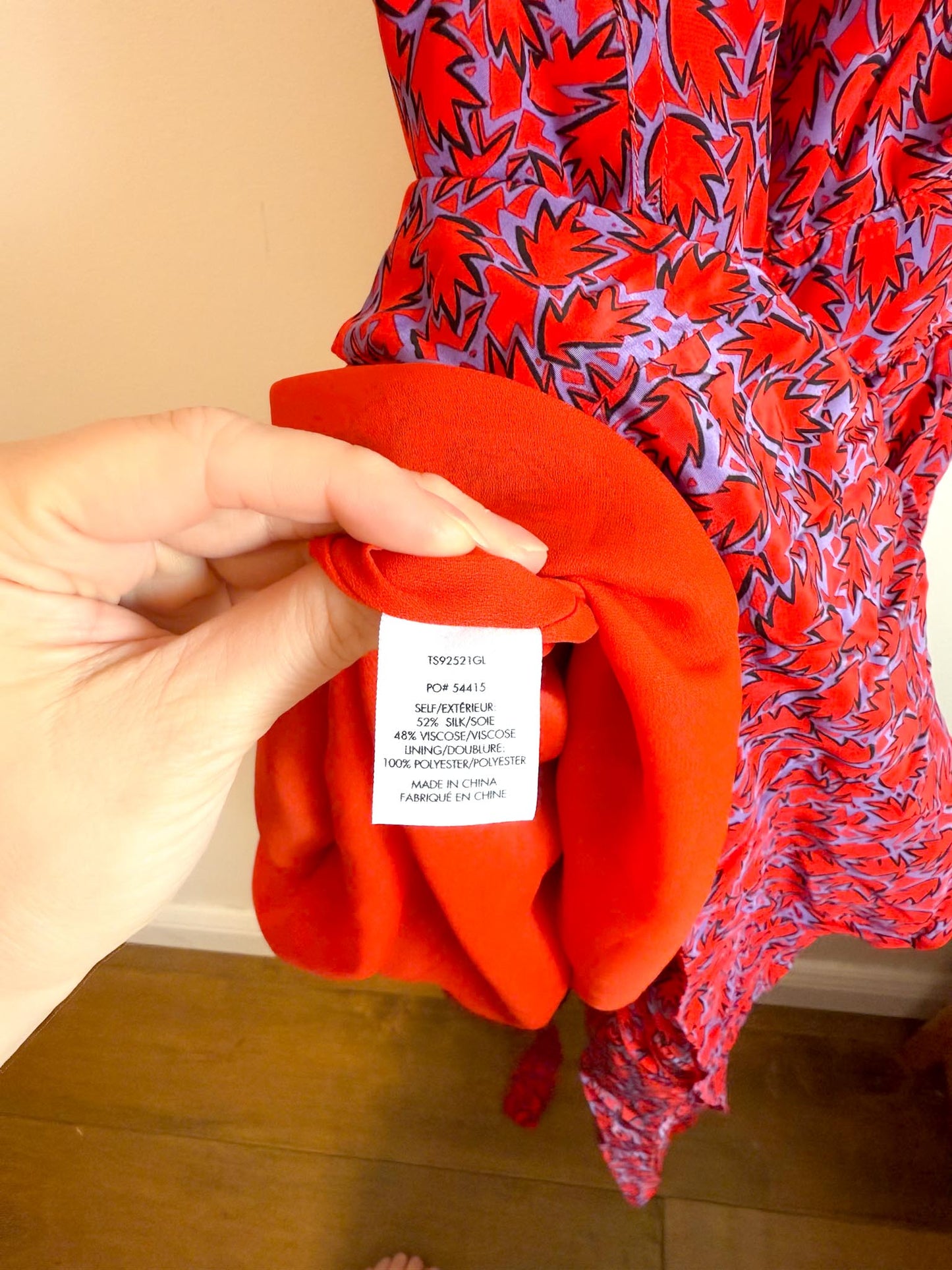 Derek Lam 10 Crosby "Iris Poppy Ruffle Cami Dress" in Red/Purple (Size S)