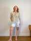 Wilfred Silk Ruffle Collar Blouse in Pastel Green/Yellow (Size M)
