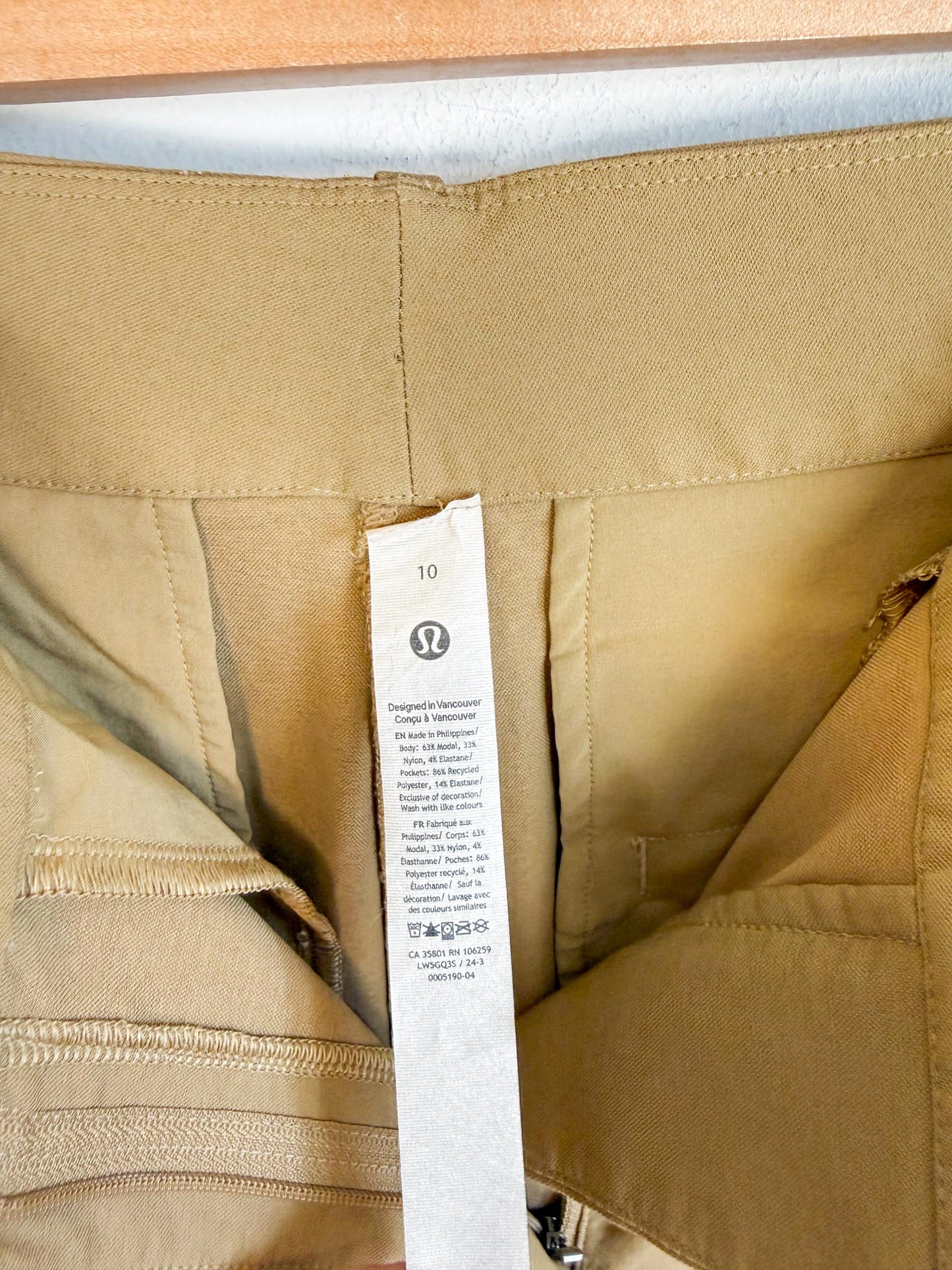 Lululemon High Rise Wide Leg Trousers in Golden Beige (Size 10)